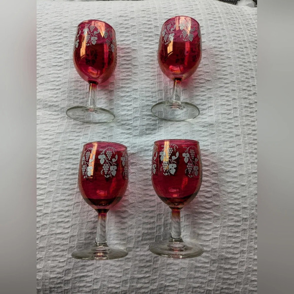 West Virginia Glass Co Ruby Cranberry/Ruby Glass Set of  4 Vintage - Picture 5 of 7